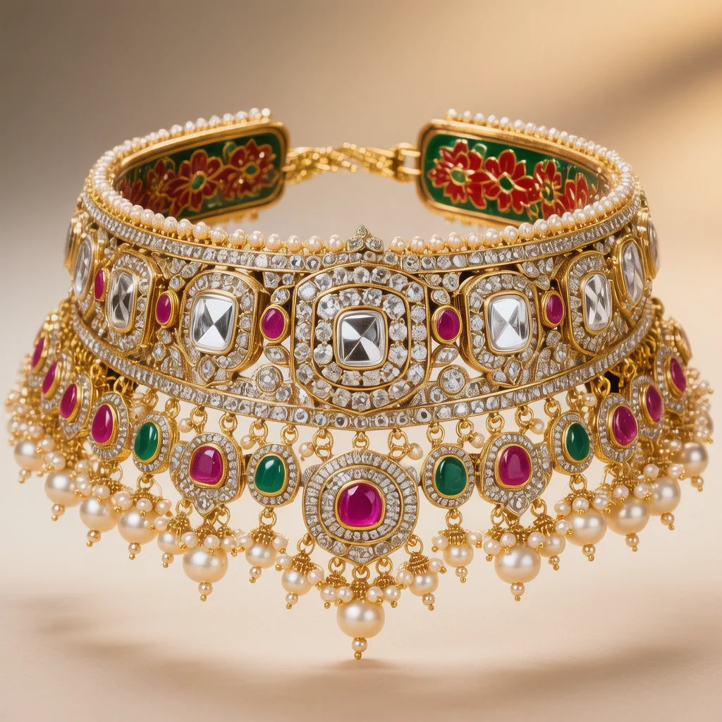 Gujarati kundan polki choker design